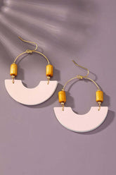 Leather and Metal Arch Earrings with Wood Bead, Earrings, $ 12.95, A Moment Of Now™